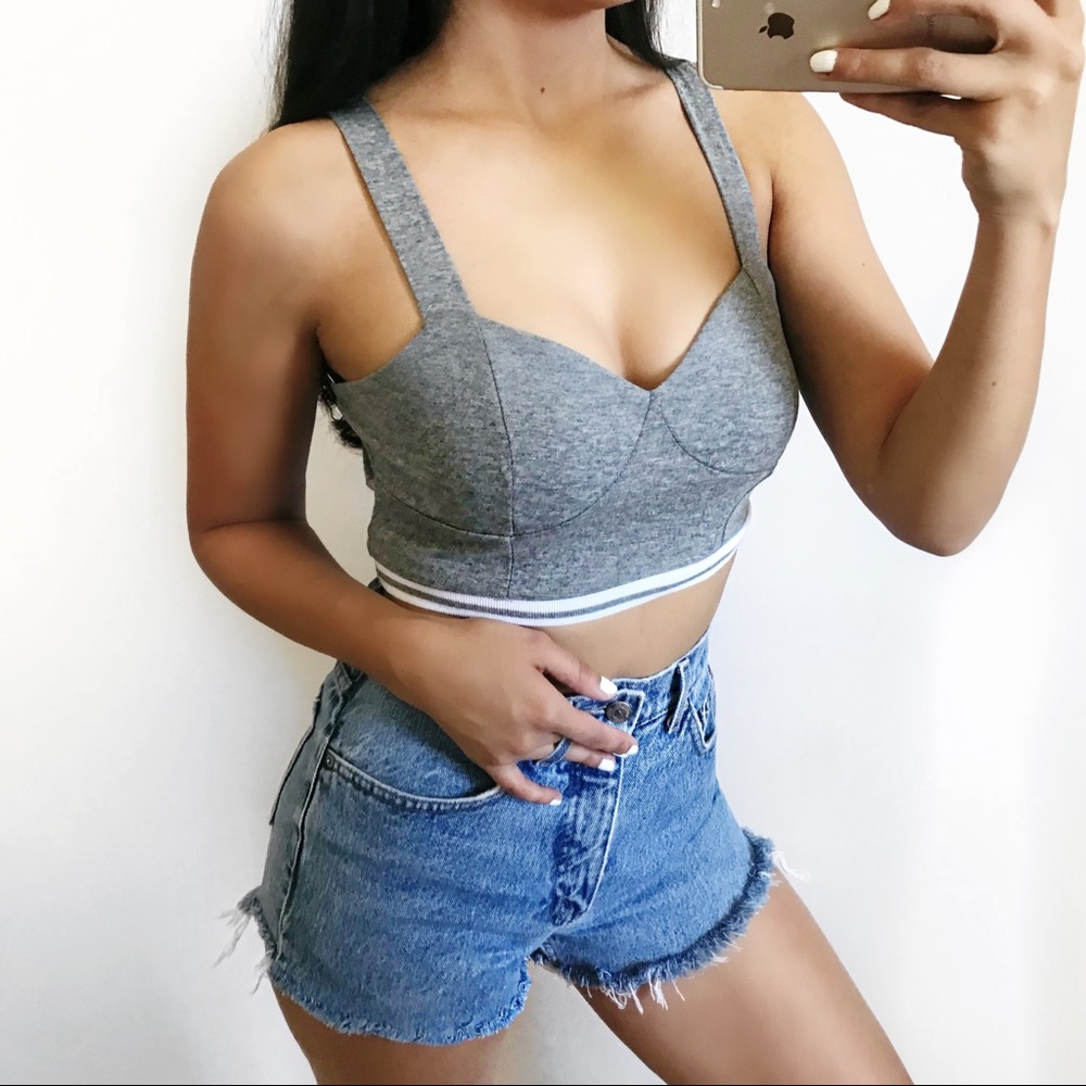 Tara Striped Sport Crop Tank